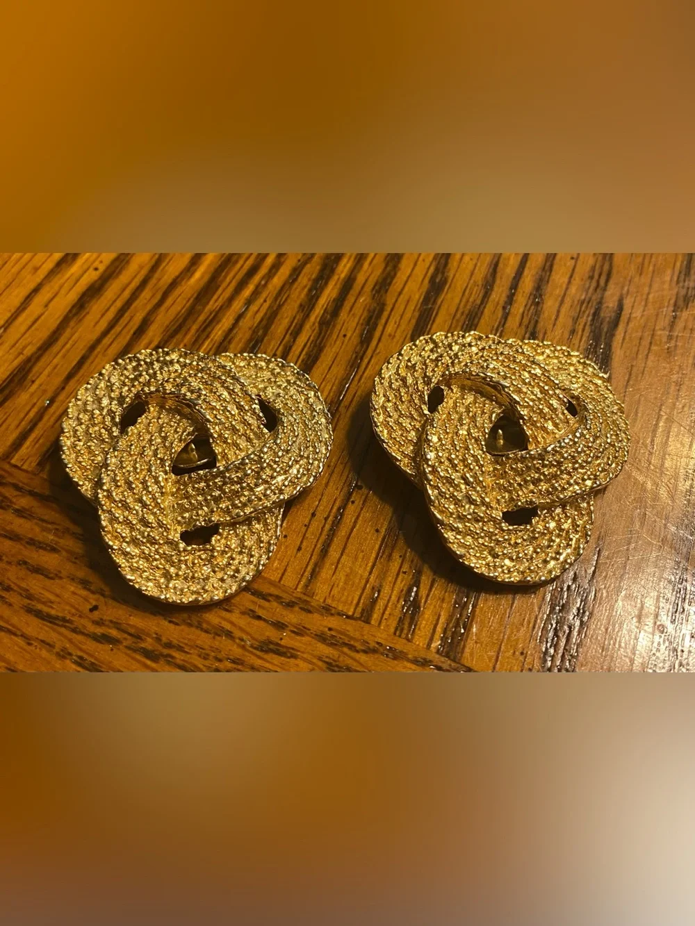 Vintage SG D'OR Textured Gold Braided Love Knot Statement Shoe Clips Brooch VTG